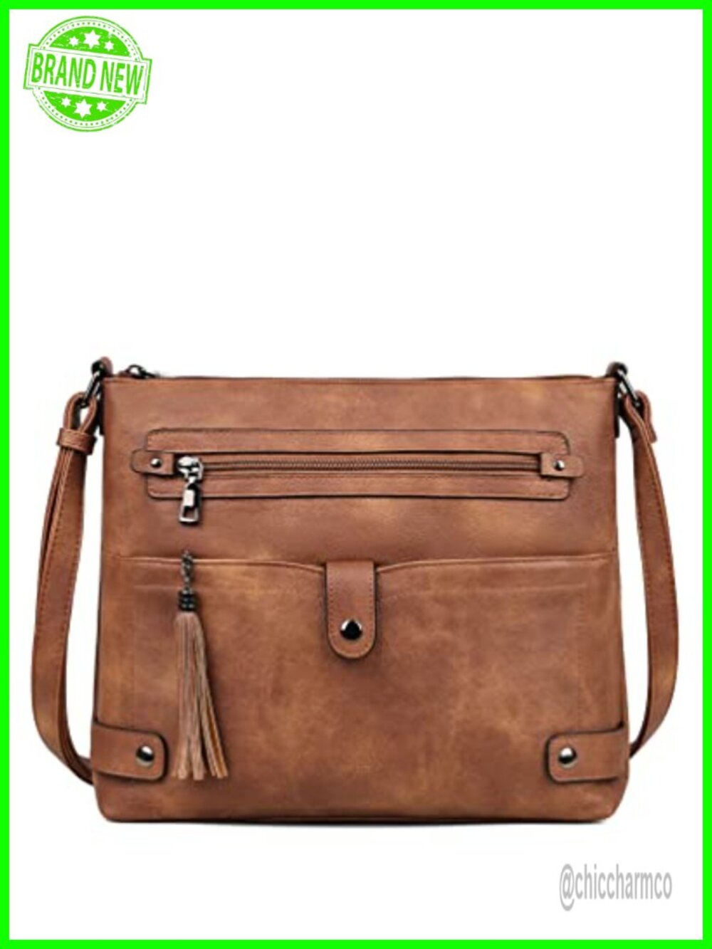 Large Crossbody Bag Faux Leather Waterproof Multi Pocket Purse